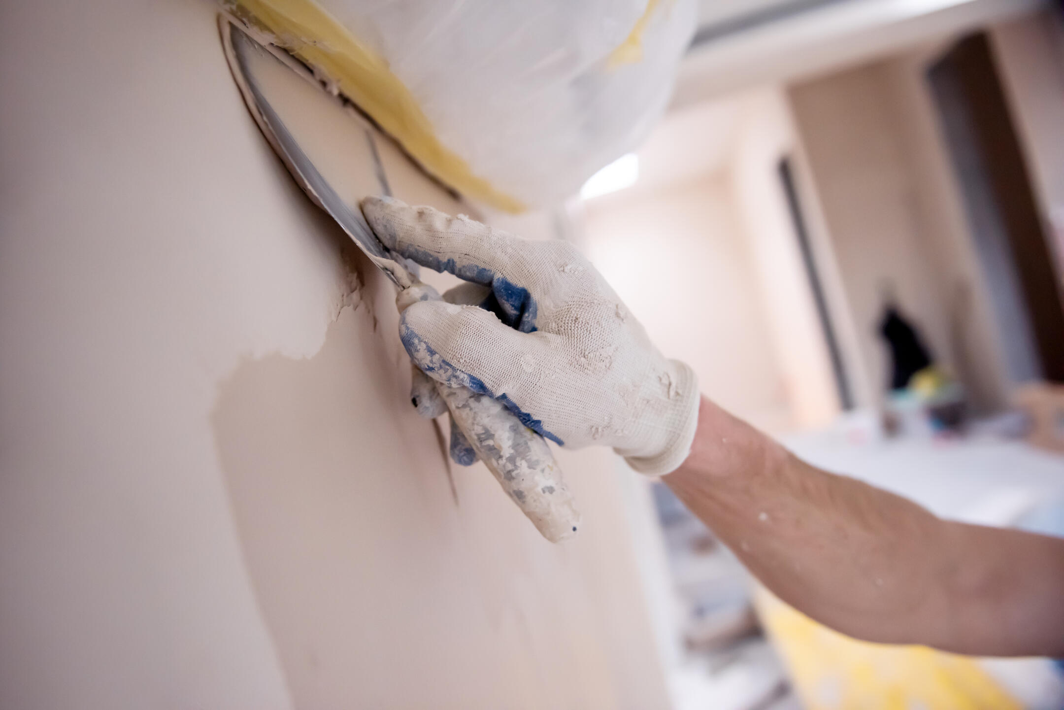 Merced drywall repair and ceiling resurfacing work in progress